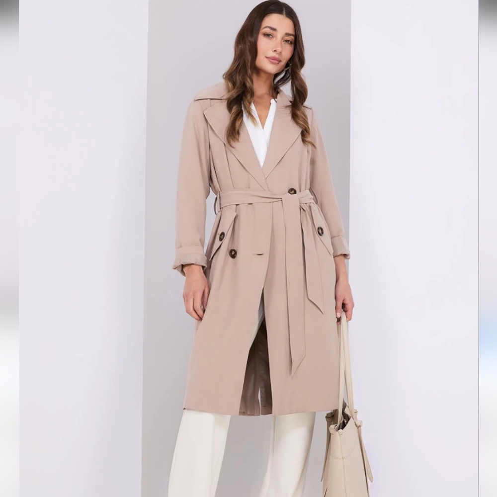 Suzy Shier Belted Trench Coat